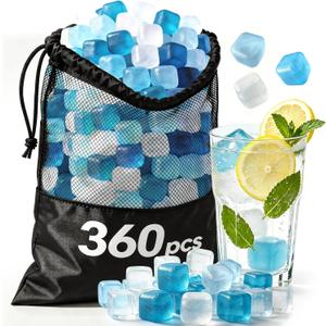 360 Pack Reusable Ice Cubes Refreezable Plastic Ice Cubes Without Diluting Reusable Ice Cubes for Drinks Large Pack Ice Cube Frozen BPA Free for Party Bars Ice Bath Camping