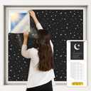 Vanten 100% Blackout Curtains for Bedroom (79" x 57"), Portable Window Cover with Adhesive Tabs, No Drill Blackout Blinds for Nursery, Dorm, Media Room, Office, Black & Star