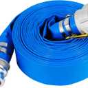 1.5" x 50 Ft Discharge Hose, Heavy Duty PVC Lay Flat Water Backwash Hose,Durable Pool Drain Hose with Aluminum CE Fittings for Water Pump And Filters