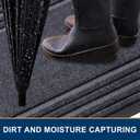 Buganda Front Door Mat Indoor Outdoor Entrance, Non-Slip Natural Rubber Doormats, Easy Clean, Low Profile, Dirt Trapper Entryway Floor Mats for Outside, Garages and Patios, 29.5x17, Grey