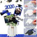 Qinyoung 2026 Graduation Decorations 30 Pcs Glittering Graduation Centerpiece for Tables Sticks Class of 2026 Grad Photo Centerpiece Party Decoration for Table Toppers(Blue)