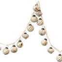 Creative Co-Op Embossed Mercury Glass Ball Ornament Garland, Distressed Matte Cream (72")
