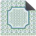 Chinoiserie Green and White Floral Mahjong Mat 31.5 x 31.5 Inch, Grandmillennial Flower Non-Slip Noise Reduction Gaming Mat for American Mahjong, Poker, Card Games, Board Games and Dominoes