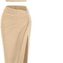 ZAFUL Women's Casual Sleeveless Summer Two Piece Outfits Crop Top and Side Split Draped Ruched Maxi Skirt Set Solid Suiting (L)