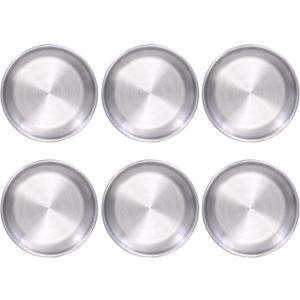 Alimat PluS 5.5 Inches Small Stainless Steel Plates Set of 6, Lightweight Metal Dinner Plates for Fruits and Snacks, Dishwasher Safe (Silver)