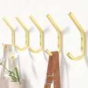 GWAAZXGZ Wall Hooks for Hanging Coats - 5 Pack Gold 3.2'' Double Hook Design, Hat Organizers, Wall Mount Hangers for Bags and Keys, Perfect for Garage, Workshop, Entryway, Closet, and DIY Projects