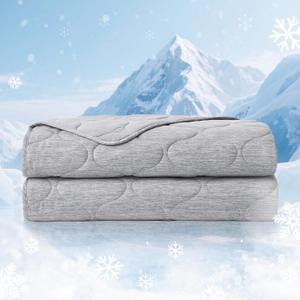 Cozy Bliss Cooling Dual-Sided Blanket for Hot Sleepers, Q-Max>0.46 Lightweight Soft Breathable Bed Blanket, Double Side Cooling Throw for Night Sweats (Silver Grey, 80"x90")