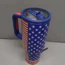 40oz American Flag Insulated Tumbler with Handle, Red White & Blue | Stainless Steel, Leakproof, Travel Mug, with lid and straw,for Work, Travel (EXP 11/28/35)