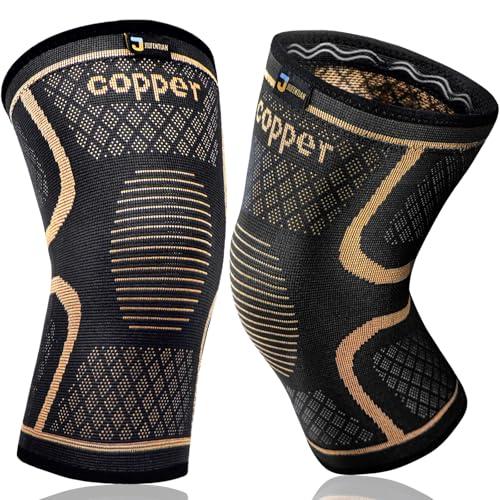 Copper Knee Braces for Men and Women (1 pack) -Knee Supports Copper Compression Knee Sleeve for Knee Pain, Arthritis, Sports and Recovery Support (Large)