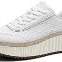 Women Espadrille Platform Sneakers Chunky Fashion Casual Shoes for Women Comfortable Walking Sneakers (7, White)