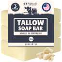Beef Tallow Soap Bar All Natural Grass Fed Tallow Soap Unscented Moisturizing Face & Body Wash Great for Eczema, Dry, Itchy, Sensitive Skin Handcrafted Bath Soap for Adults, Kids, Made in USA