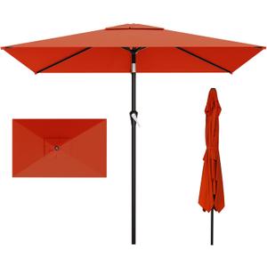 AreShark 6.5' x 10' Rectangular Patio Umbrellas for Outdoor, Outdoor Table Umbrella, Large Outdoor Patio Umbrellas with 6 Sturdy Ribs for Pool, Garden, Deck & Market (Orange)