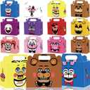 24Pack Five Nights at Freddy Party Gift Boxes - Five Nights at Freddy Party Favor Supplies Candy Treat Gift Boxes with Handles for Birthday Party Decorate - 12 Different Designs