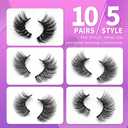 Royaomis 10 Pairs Cat-Eye Magnetic Lashes With Eyeliner, 3D Magnetic Eyelashes Natural Look With Eyeliner, Fake Eyelashes Magnetic