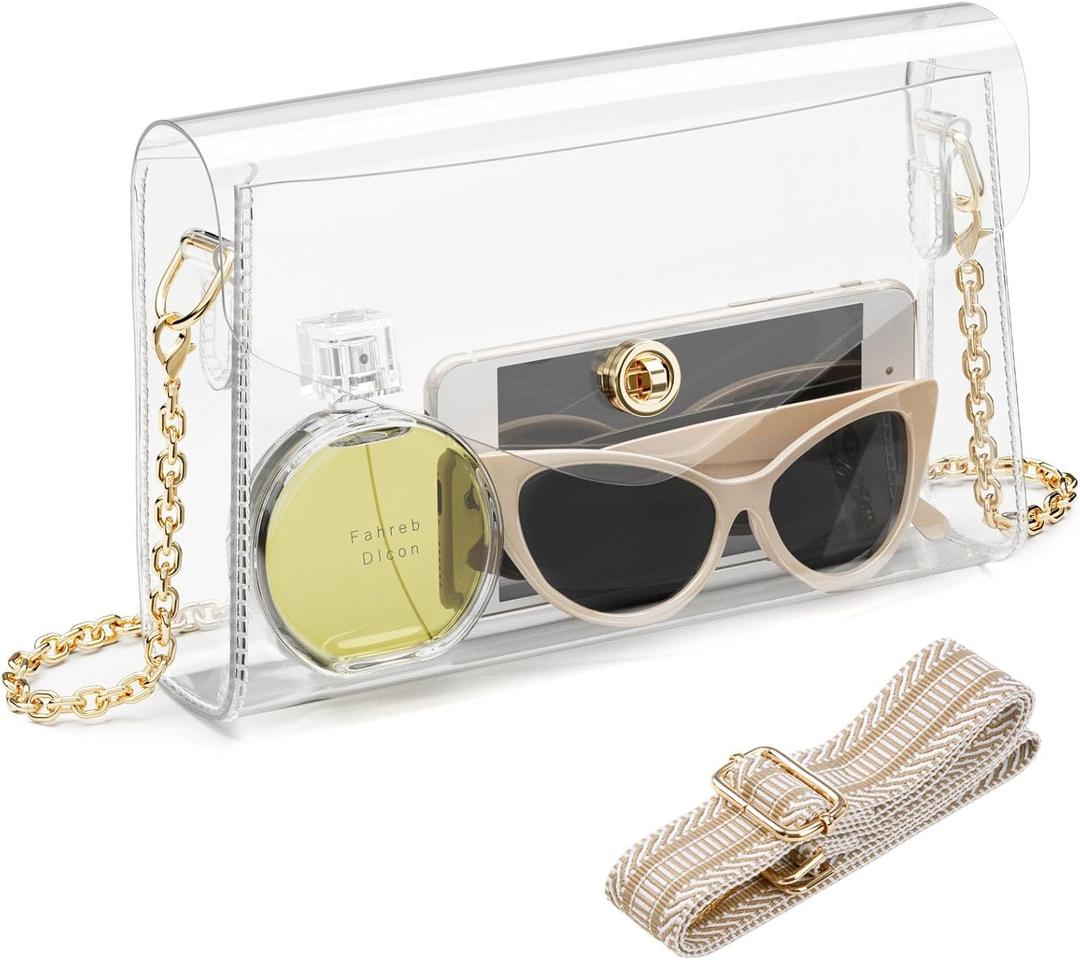 Clear Purse for Women, Clear Bag for Stadium Events, Crossbody Bag Stadium Approved for Sports Concerts Outfits (A11)