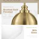 Beionxii 8 inch Modern Gold Pendant Light Fixtures, Mid Century Globe Pendant Lights with Mlik Glass, Hanging Light Fixture for Kitchen Island Dining Room Bedroom Hallway Foyer, 1 Pack, BX-PL06BG-M