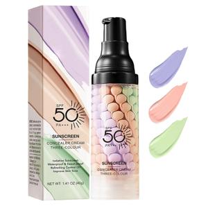 One Step Color Correcting Primer, 3 In 1 Primer for Face Before Makeup, Sunscreen Isolation Cream, SPF 50, Even Skin Tone, Oil Control, Moisturizing Skin, Invisible Pore, Sheer Finish