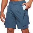 Pudolla Men's Hiking Cargo Shorts Quick Dry Outdoor Travel Shorts for Men with Multi Pocket for Fishing Camping Casual (X-Large, Dark Blue)