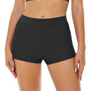 Bellecarrie Women's Swim Shorts High Waisted Bathing Suit Bottoms Tummy Control Swim Boyshorts Full Coverage Boardshort, Black, M