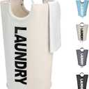 125L X-Large Laundry Basket, Freestanding Tall Clothes Hamper, Collapsible Laundry Bag, Beige