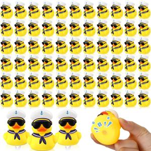 Shappy 24 Pcs Cruise Duck Bulk with Sunglasses Sets 2 x 1.9 x 2.4 Inch Mini Sailing Rubber Ducks Summer Ship Toy Squeaky Bath Party Duckies for Birthday Favors (Yellow)
