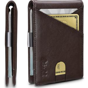 Zitahli Wallet for Men - with Money Clip Slim Leather Slots Credit Card Holder RFID Blocking Bifold Minimalist Wallets with Gift Box (Classic Coffee)