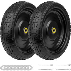 4.00-6 Solid Tires and Wheels 13 Inch Flat-Free Replacement Wheels with 5/8 Axle Bore & 2.2 Offset Hub, Heavy-Duty 396LB Load for G orilla Carts, Wheelbarrows, Garden Trailers, 2 Pack