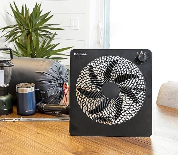 Holmes Battery & AC Powered Fan 10" Blade 78hrs on Battery with Head Tilt (2140549), Black