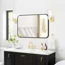 Fabuday Black Bathroom Mirror for Over Sink - 20x28 Rounded Rectangular Wall Mirror, Matte Metal Framed Vanity Mirrors for Bedroom, Living Room, Entryway Decor, Horizontally/Vertically