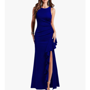 WOOSEA Women's Scoop Neck Sleeveless Split Bodycon Mermaid Evening Cocktail Long Dress Size 2XL