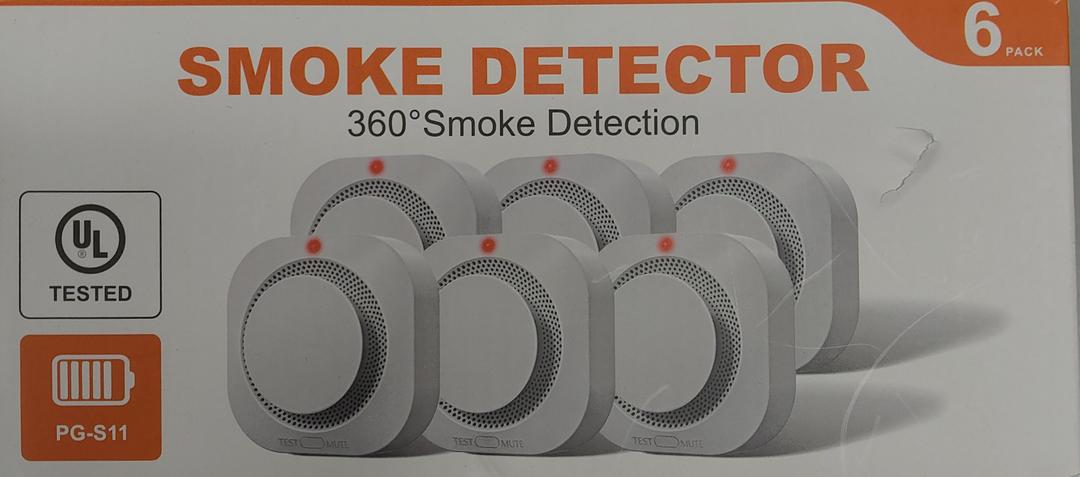 Hilmon Smoke Alarm Fire Detector,Battery Operated Photoelectric Smoke Detector with Test Button and Low Battery Warning, Fire Alarms Smoke Detectors for Home, 6 Pack