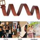 Womens Belts Leopard Print Belt for Women Genuine Suede Leather Waist Belts for Jeans (Purple, L)