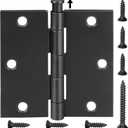 TICONN 48-Pack 3.5 Inch Door Hinges with Square Corner, 3-1/2 x 3-1/2 Inch Iron Bifold Residential Doors Hardware (Square Corner, Matte Black, 48 Pack)