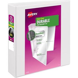 Avery Durable View 3 Ring Binder for Home, School Supplies, Office, or Organization Needs, 2" Slant Ring, 1 Pack White Binder (17032)