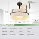 Boho Fandelier Ceiling Fan with Light and Remote, Black Finish & White Handwoven Rattan, LBlack Finish White Handwoven Rattan,and 1/2/4h Timer Chandelier 6 Speeds Reversible Quiet Fan for Bedroom Living Room, Medium