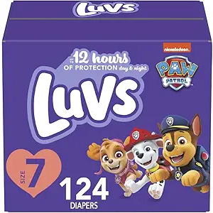 Luvs Size 7 Baby Diapers, Platinum Protection Bluey Diapers for Day & Night, Size 7, 124 Count (Packaging May Vary)