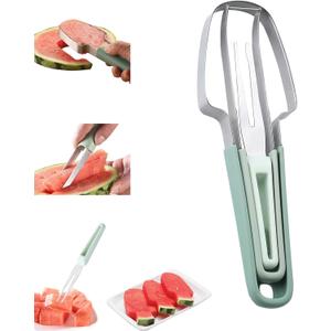 Watermelon Fork Cutter Slicer Tool, 3 In 1 Stainless Steel Watermelon Popsicle Cutter Set, Melon and Fruit Slicer Peeler Knife, Watermelon Cutters Shapes