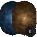 Kate Collapsible Backdrop for Photography Dark Blue&Brown Pop Up Photo Backdrops Portable Background for Portrait, Live Streaming, 5x6.5ft