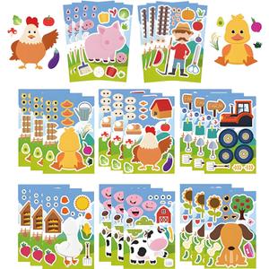 3 x Ohhaha 24 Sheets Farm Animal Stickers, Make a Face Sticker Sheets for Kids Todders Activities, Make Your Own Stickers for Kids Birthday Party Favor Supplies Craft