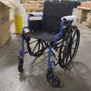 Drive Medical Blue Streak Lightweight Foldable Wheelchair - Enhanced Mobility Support - Durable Construction - Padded Comfort - Swing-Away Leg Rests - Desk Arms - Blue/Black - 18 Inch Seat