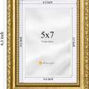 Eletecpro 5x7 Picture Frames Set of 2, Vintage Photo Frames with Glass, Display 4x6 Photo with Mat or 5x7 without Mat for Tabletop or Wall Decor, Gold