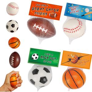 Cards Gifts for Kids School Classroom -24 PCS 2.4 In Foam Sport Ball Toys with Exchange Cards for Boys Girls,Valentines Birthday Party Favors Goodie Bag Stuffer Class Treats Prizes for Toddlers