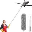 SetSail Extra-Long Dusters with Extension Pole 100-inch for Cleaning, Bendable Microfiber Head Washable Ceiling Fan Duster for High Ceilings, Furniture