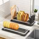 MISSLO Small Dish Drying Rack Space-Saving Dish Drainers for Kitchen Counter with Cutlery Holder Sink Drying Rack 2 Packs Dishracks On Counter with Drainboard, White