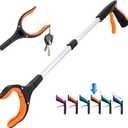 Grabber Reacher Tool,32 Inch Extra Long Foldable Pick Up Stick with Strong Grip Magnetic,360Rotating Anti-Slip Jaw,Trash Claw Grabber Tool,Trash Picker Tool for Outdoor & Indoor (Orange)