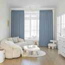 MAIHER Pleated Curtain 54W x 96L Inches with Tieback, Triple Weave Faux Linen Total Blackout Thermal Insulated Pinch Pleat Drape for Bedroom, Living Room, Dusty Blue, 1 Panel