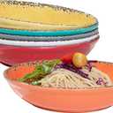 Vintage Pasta Bowl, Melamine Pasta Bowls Set of 6, 42 OZ Large Corlorful Serving Bowl for Kitchen, Dishwasher Safe Salad,Soup,Fruit, Dinner Bowls, Shallow Pasta Plates
