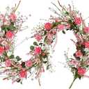 TEMPUS 5.9ft Spring/Summer Flower Garland, Artificial Daisies Wildflower Leaves Garland,Garlands for Decoration for Indoor Outdoor Farmhouse Window Wall Wedding Background Home Party Decor