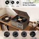 Vinyl Record Player 10-in-1 Music Center Turntable Built-in Speakers Support 3 Speed BT Wireless Input/Output AM/FM Radio CD Cassette Tape Player Aux RCA Auto Stop Vinyl Recording to USB/TF Card Brown