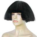 Black Bowl Cut Wig Women Funny Wigs for Women Adults Men Haircut Fluffy Straight Mushroom Wigs Yaki Wig for Anime Cosplay Costume Outfit Halloween Party+ Hair Cap
